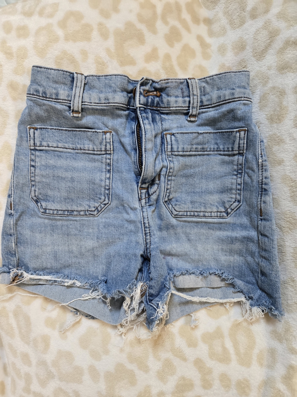 Madewell Light Blue High-Rise Distressed Denim Shorts